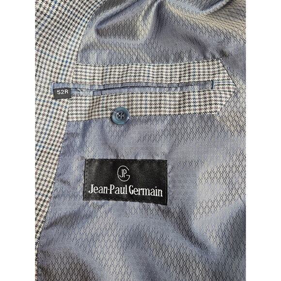 MINT 52R JEAN-PAUL GERMAIN Men's Blue Check Polyester Sports Coat Jacket - Picture 2 of 11